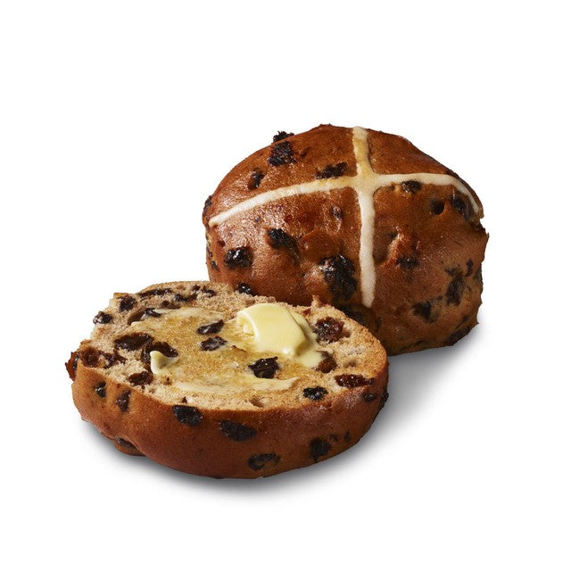 M&S gluten-free hot cross buns 4 per pack, imported from the UK