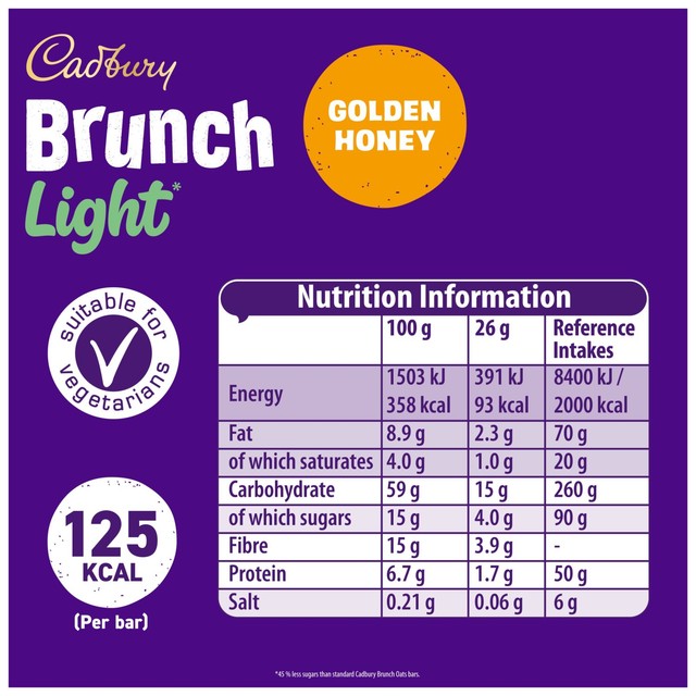 Cadbury Brunch Light honey and oat cereal bars, imported from the UK