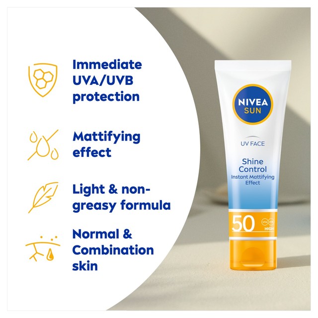 Nivea SPF 50 face sun cream shine control 50ml, imported from the UK