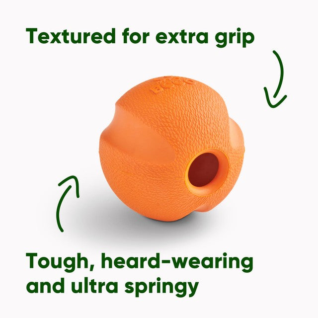 Beco Pets Natural Rubber Fetch Ball Orange - British product