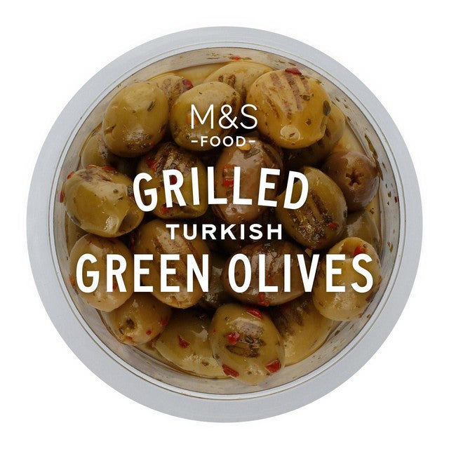 M&S grilled Turkish olives with red peppers 170g, imported from the UK