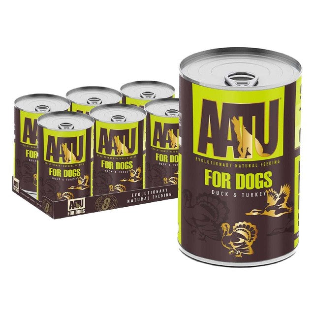 AATU Adult Duck and Turkey wet dog food 6x400g - British product