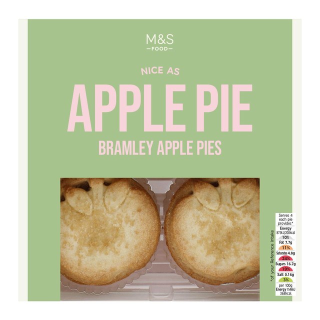 M&S Bramley Apple Pies 4 pack, imported from the UK