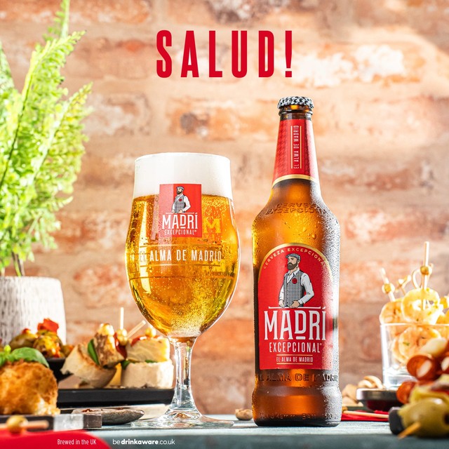 Madri Excepcional lager 4 x 330ml bottles, imported from the UK