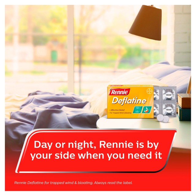 Rennie Deflatine trapped wind relief tablets, imported from the UK
