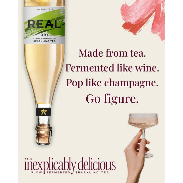 Real dry sparkling tea 75cl, imported from the UK