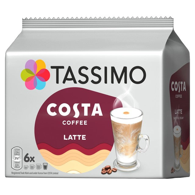 Tassimo Costa Latte coffee pods 6 pack (British brand)