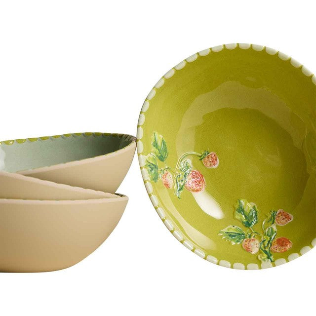 M&S floral melamine cereal bowl set of 4 green - British product