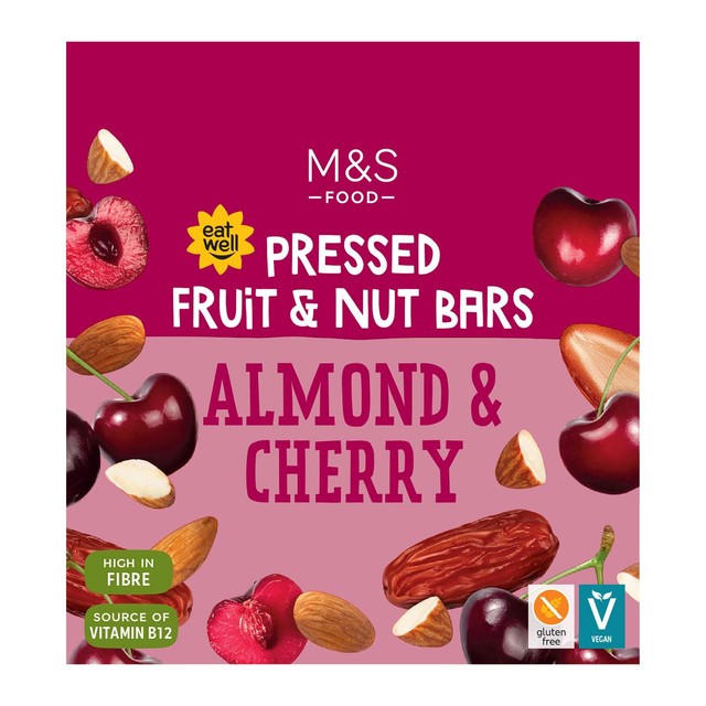 M&S Almond & Cherry Cereal Bars 140g, imported from the UK