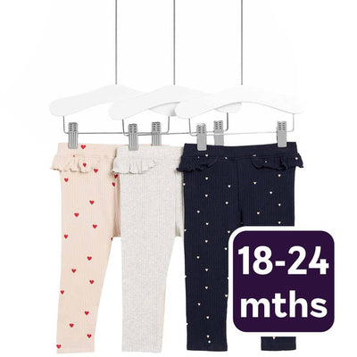 M&S Hjertemønstrede bomullsleggings Navy Småbarnsleggings 18-24 måneder