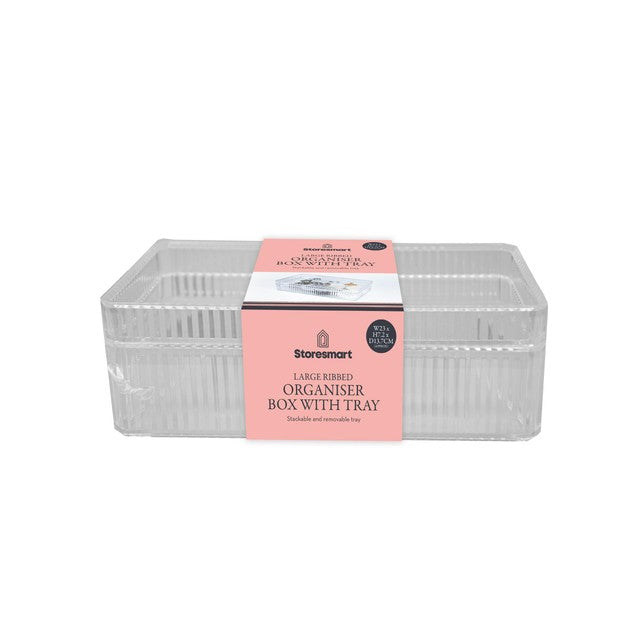 Gem Imports large ribbed organiser box with tray (British brand)
