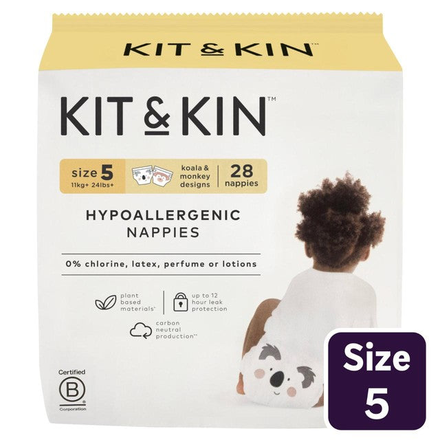 Kit & Kin hypoallergenic nappies size 5 11+kg, UK version