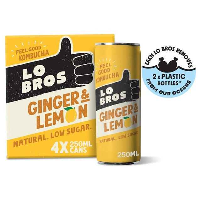 Lo Bros ginger lemon kombucha multipack 4x250ml, UK version