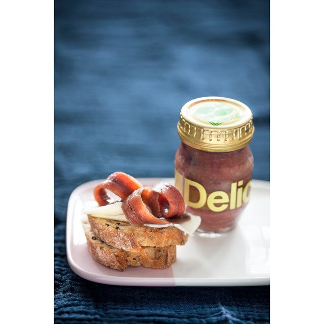 Delicius anchovy fillets in olive oil 80g - British product