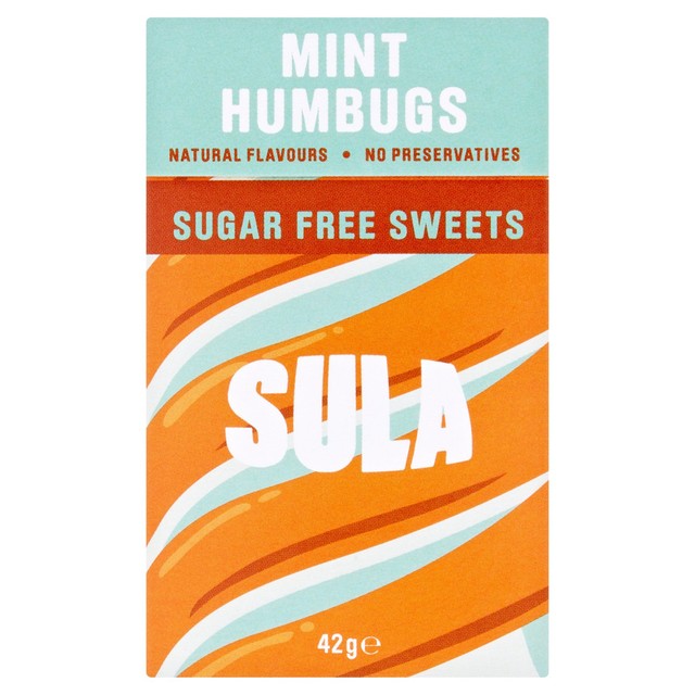 Sula mint humbugs sugar free mint sweets 42g (British brand)