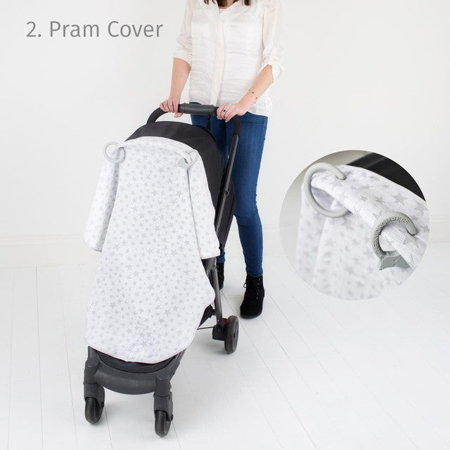 Cheeky Chompers muslin Silver Stars one size - British product