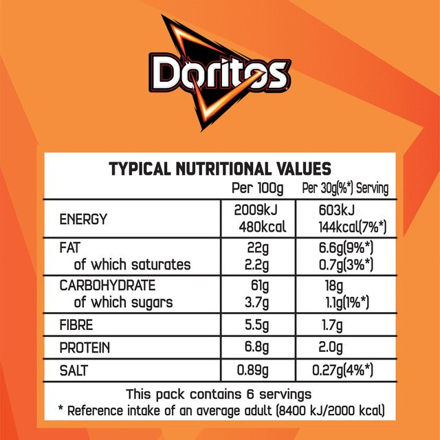 Doritos tangy cheese tortilla chips 180g - British product