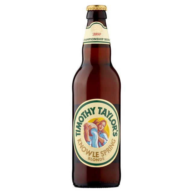 Timothy Taylor's full-bodied blonde beer in 500ml glass bottle (British brand)