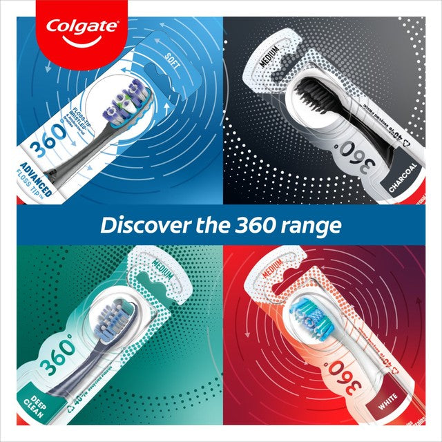 Colgate 360 Max White medium manual toothbrush 3 pack - British product