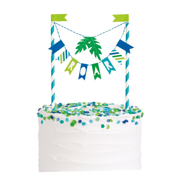 Unique Party blue and green dinosaur bunting cake topper - British product
