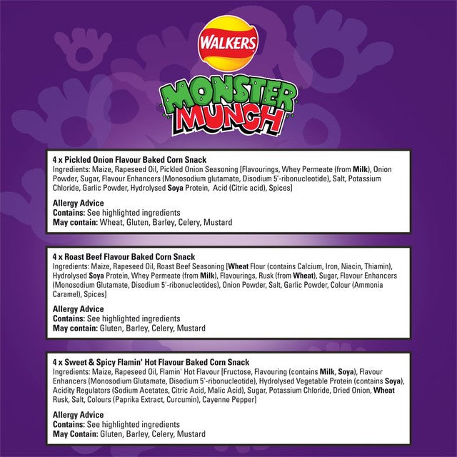 Walkers Monster Munch Variety Multipack 12 x 20g packets (British brand)