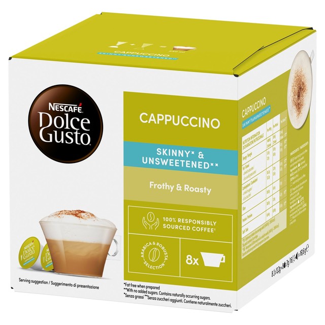 Nescafé Dolce Gusto Skinny Cappuccino Pods 8 Pack, imported from the UK