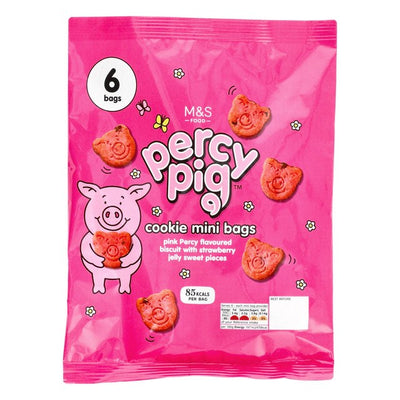 M&S Butter Mini Percy Pig Erdbeer-Gelee-Keks-Tüten 6 x 18g