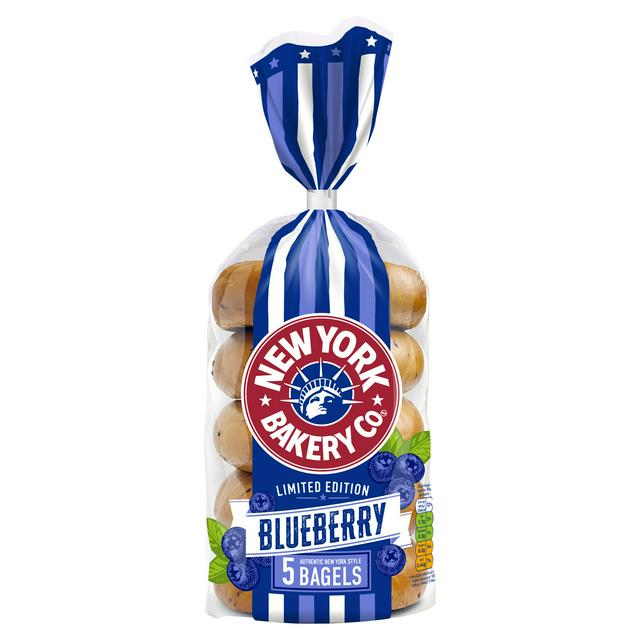 New York Bakery Co Blueberry Authentic New York Style Bagels x5