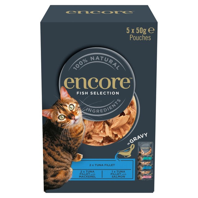 Encore fish selection cat food pouches 5x50g - British product