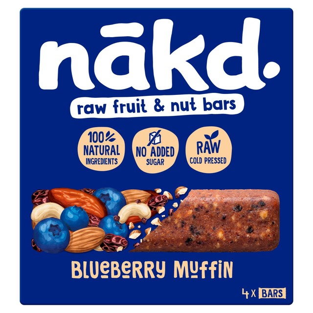 Nakd Blueberry Muffin Fruit Nut Bar Multipack 140g, imported from the UK