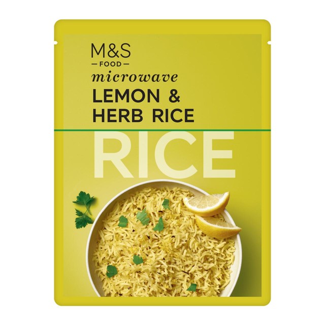 M&S Lemon & Herb Microwave Rice pouch (British brand)