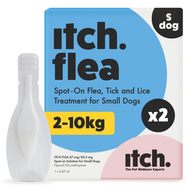 Itch flea and tick treatment for small dogs 2-10kg (British brand)