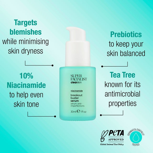 Super Facialist Clear Skin Breakout Buster Serum 30ml (British brand)