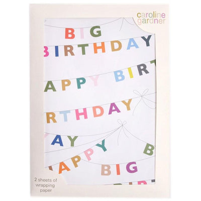 M&S Caroline Gardner Happy Birthday Bunting Gift Wrap Sheets Wrapping Paper 50cm x 70cm- Buy online at McGrocer