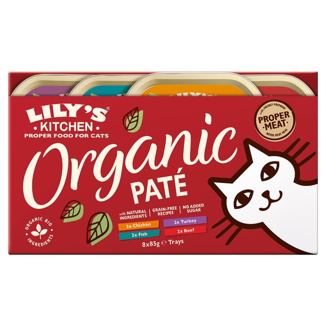 Lily's Kitchen organic cat food pate multipack mixed flavour 8 x 85g, UK version