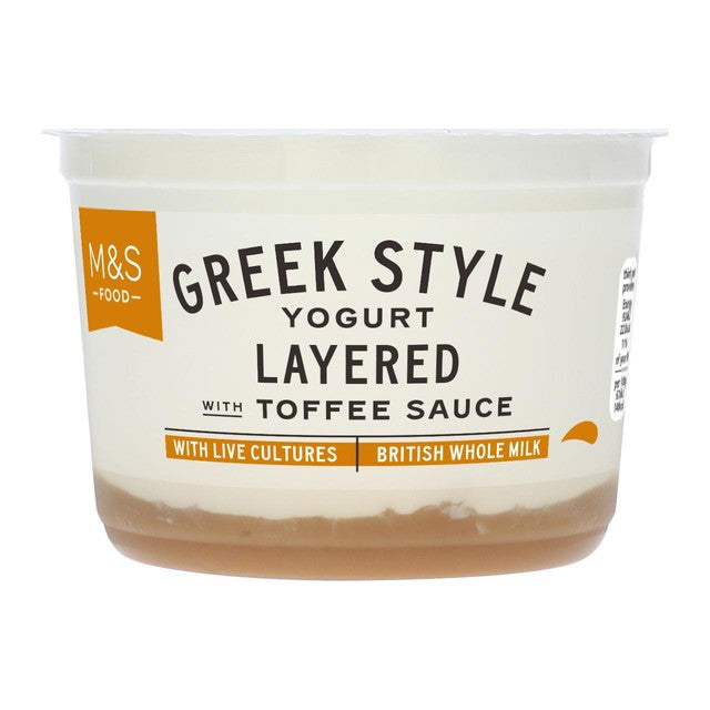 M&S Greek style yogurt with toffee sauce 450g, imported from the UK