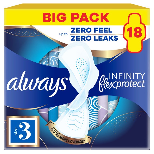 Always Infinity Night pads size 3 value pack 18 count (British brand)
