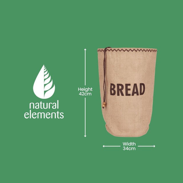 Natural Elements hessian bread bag with cotton lining, imported from the UK