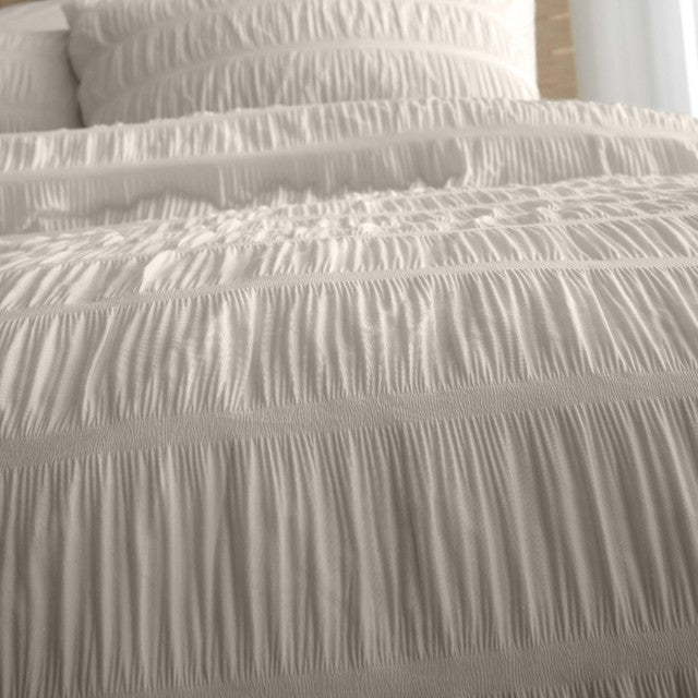 Catherine Lansfield Seersucker Natural King Duvet Set - British product