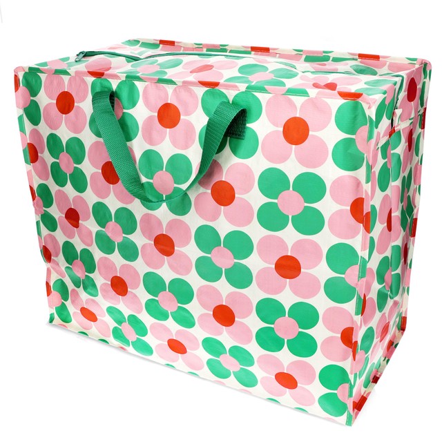 Rex London jumbo storage bag with pink and green flowers, imported from the UK