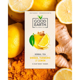 Good Earth Lemon, Ginger & Turmeric flavoured tea bags 15 count, UK version