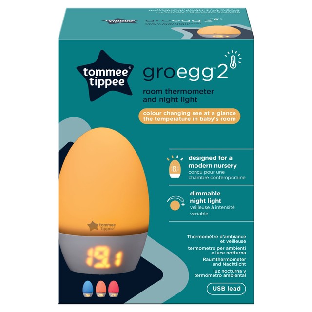Tommee Tippee Gro Egg 2 night light and digital room thermometer (British brand)