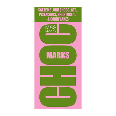 M&S M&S Choc Marks Blonde with Pistachios White Chocolate Bar 180g- Buy online at McGrocer