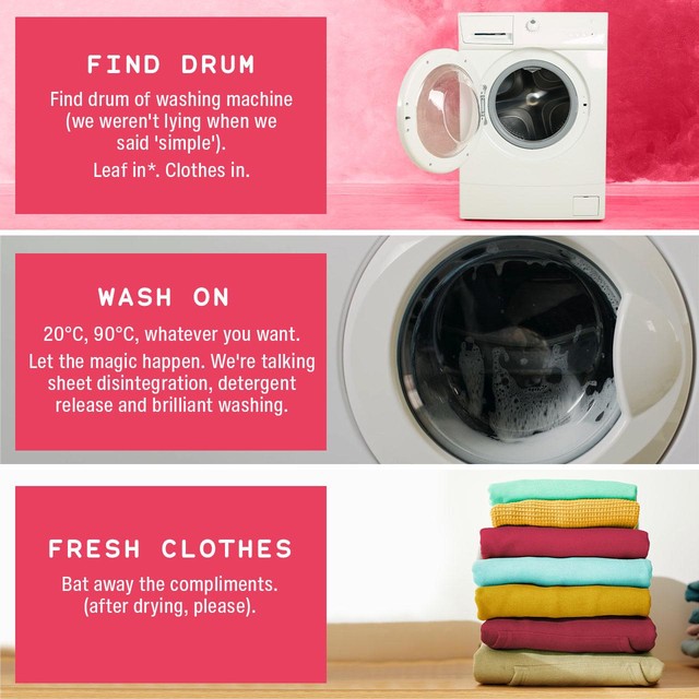 Wash with Leaf non bio laundry sheets 25 sheets (British brand)