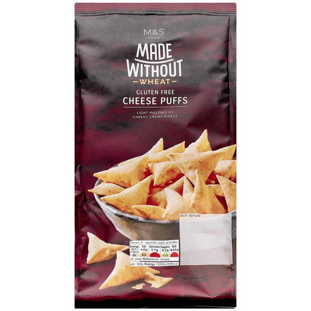 M&S Made Without Cheese Puffs potato snack 100g, imported from the UK