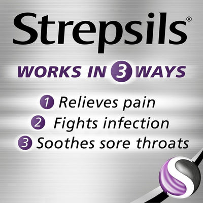 Strepsils Extra Blackcurrant Lutschtabletten bei Halsschmerzen, 24 Stück