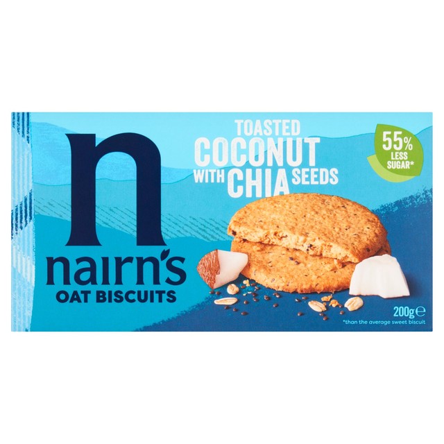 Nairn's coconut and chia seed oat biscuit 200g, imported from the UK