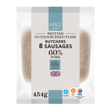 M&S Butchers pork sausages 8 pack 454g, imported from the UK