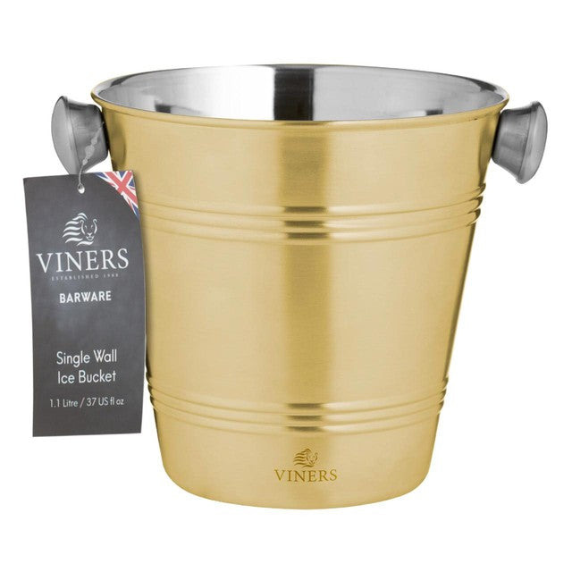 Viners gold single wall ice bucket 1 litre (British brand)