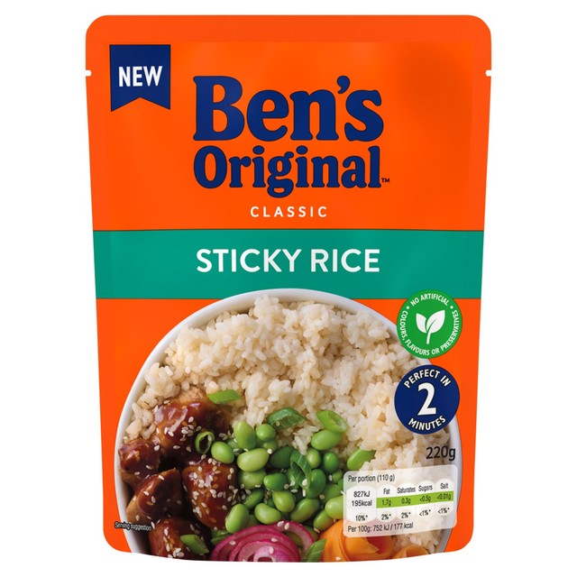 Ben's Original Sticky Rice microwave pouch 220g - British product